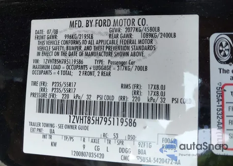 2009 Ford Mustang Gt/Gt Premium z USA, uszkodzony, nr VIN 1ZVHT85H795119586